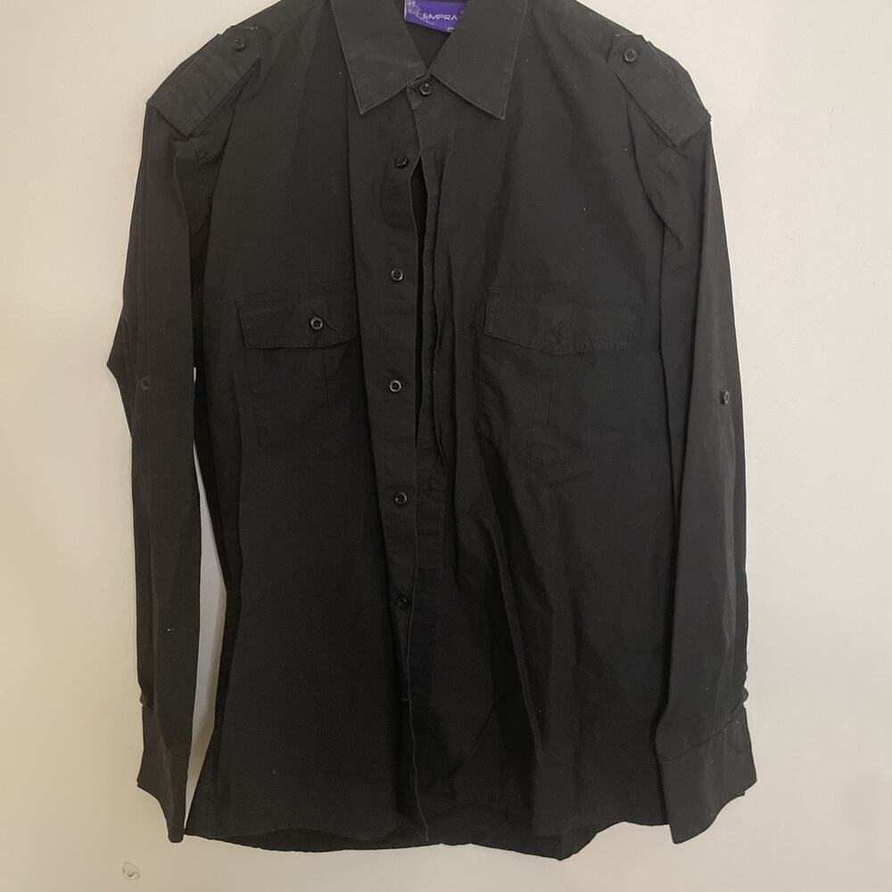 Empra Men's Medium Blue Button Down Short Sleeve Shirt
